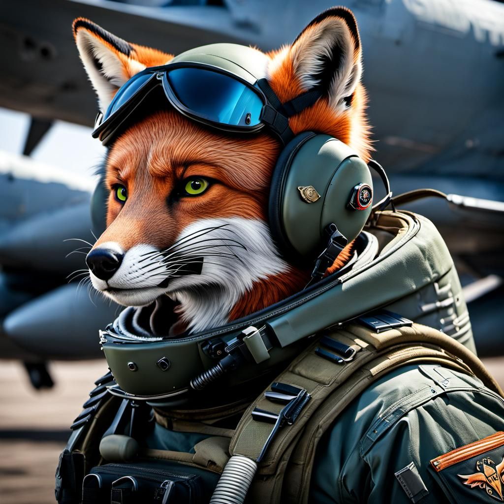 Fox as Fighter Pilot in Dramatic Lighting