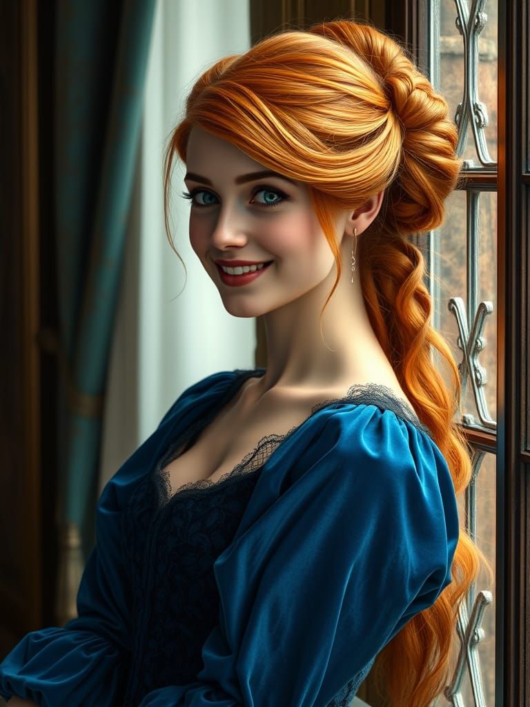 Elegant Lady Contemplates in 1814 Era Fantasy