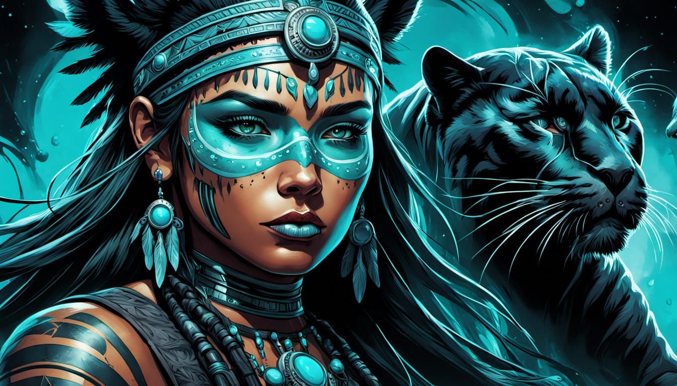 Mystical Shamanic Transformation Art in Comic Book Style