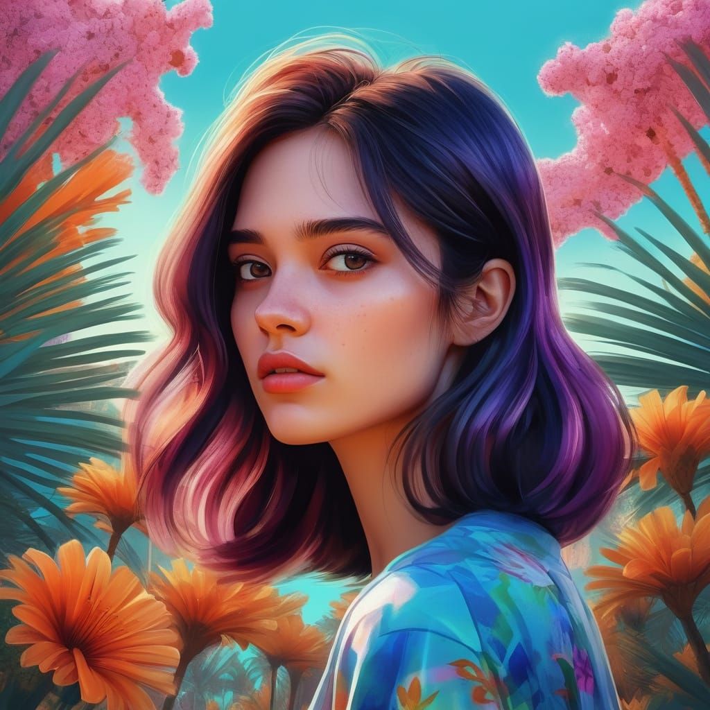 Surreal Spanish Florals in Vibrant Pixar Style