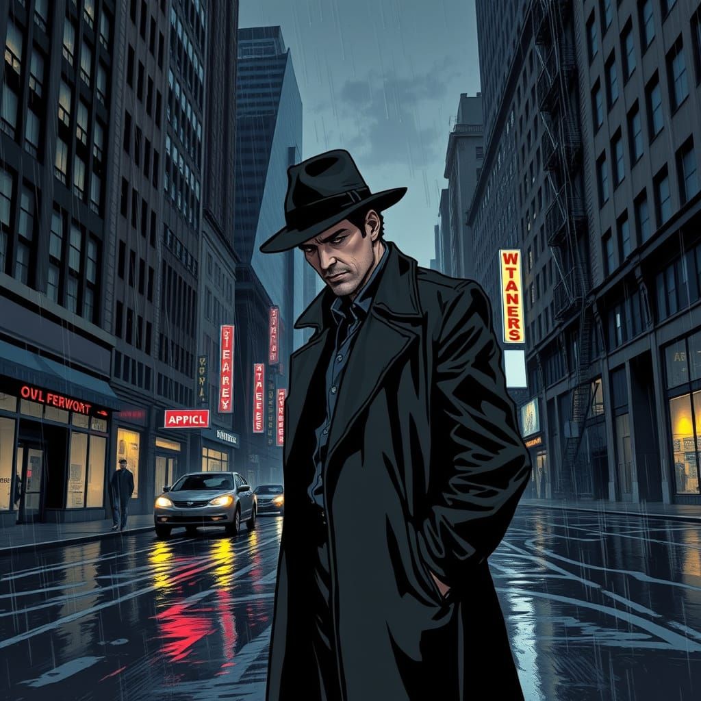 Dark Noir Cityscape at Dusk