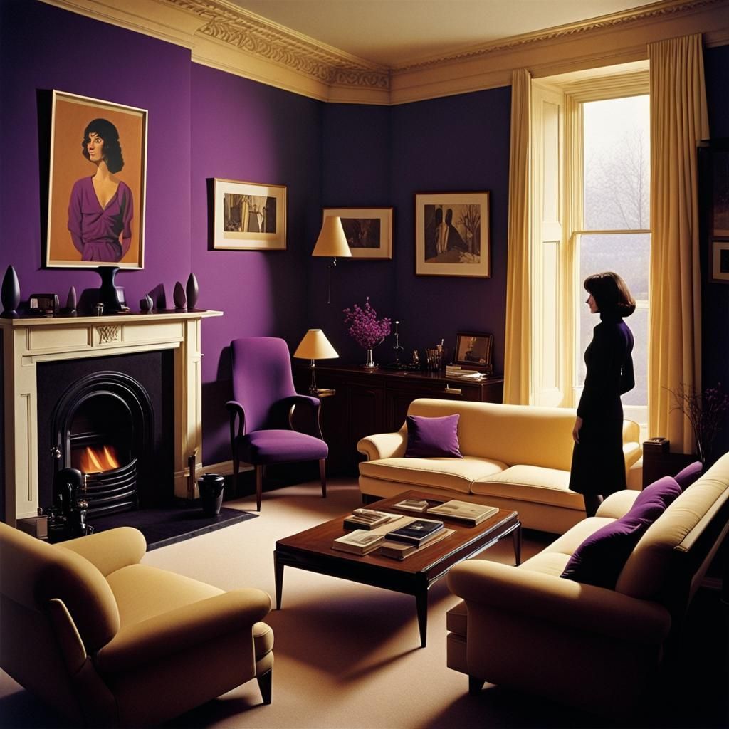 1970s London House Interior in Retro Synthwave Style