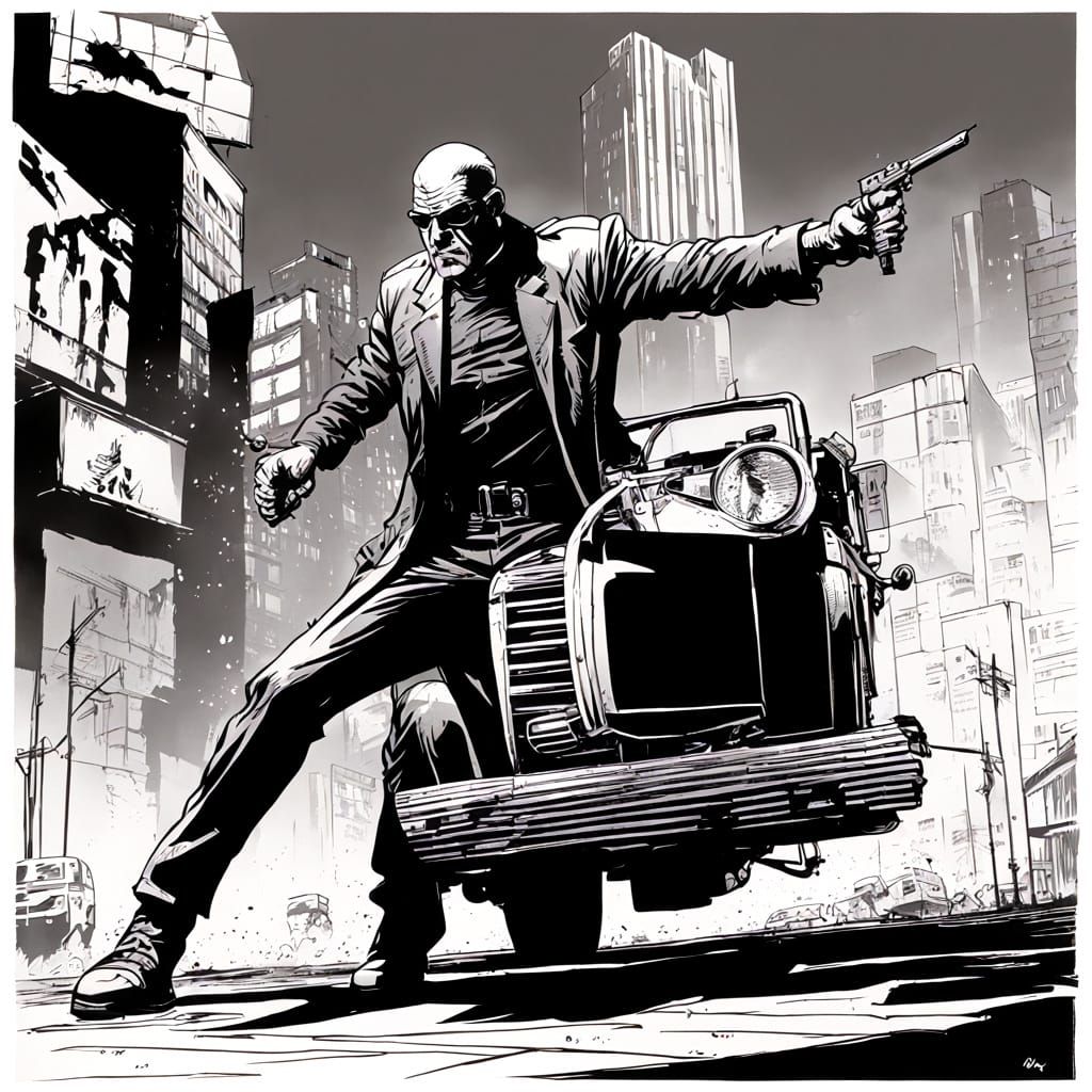 Sin City Character Sketch in Noir Style