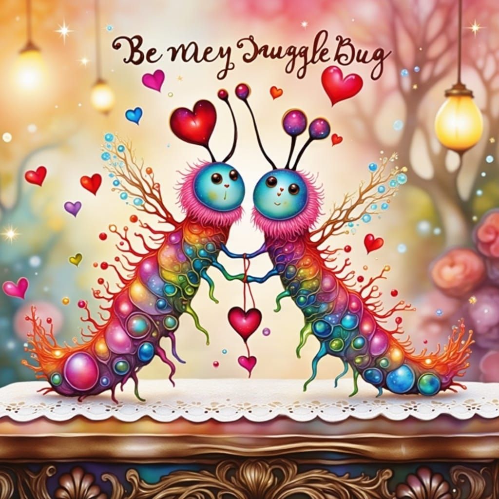 Whimsical Caterpillars on Antique Valentine's Day Table