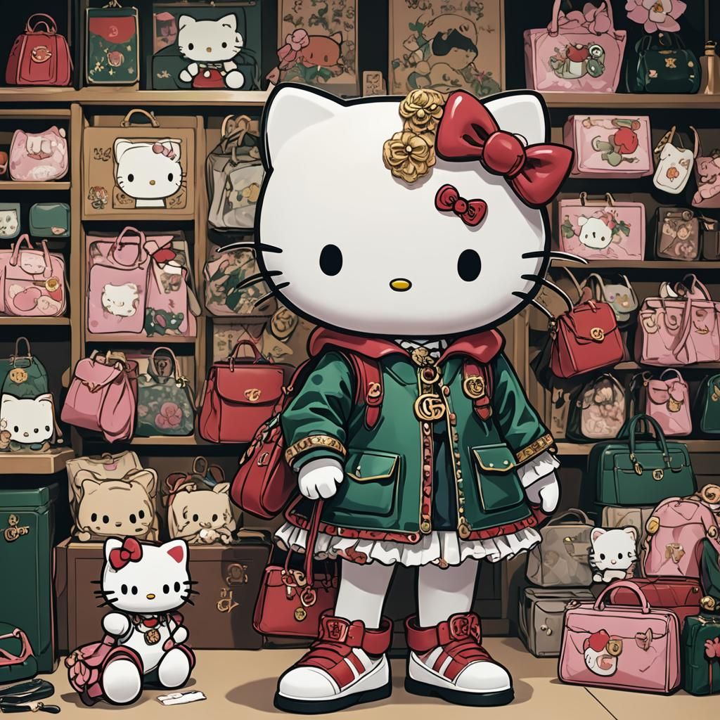 Hello Kitty in Gucci, Anime Style