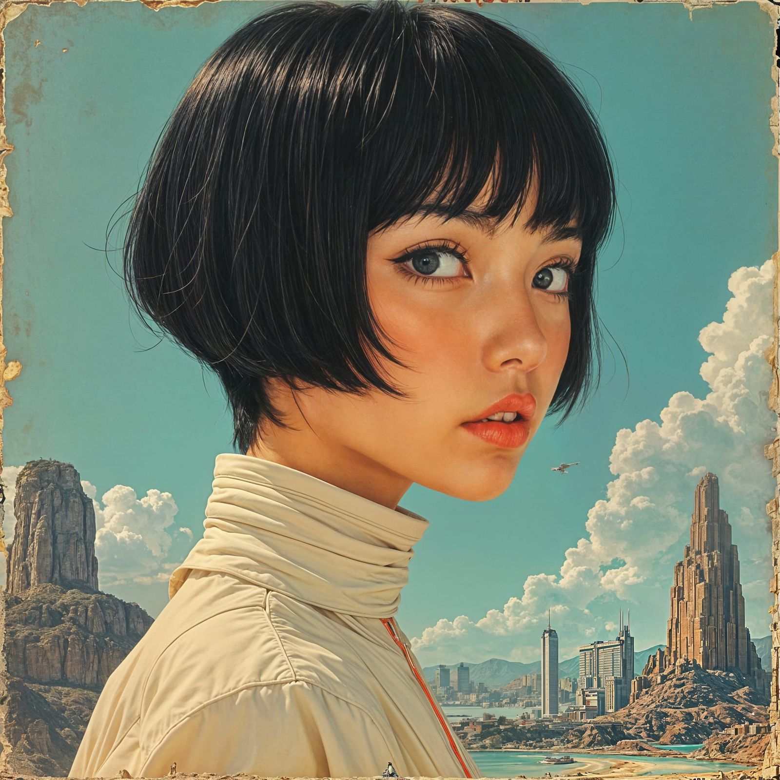 Retro 80s VHS Sci-Fi Cover with Futuristic Astronaut