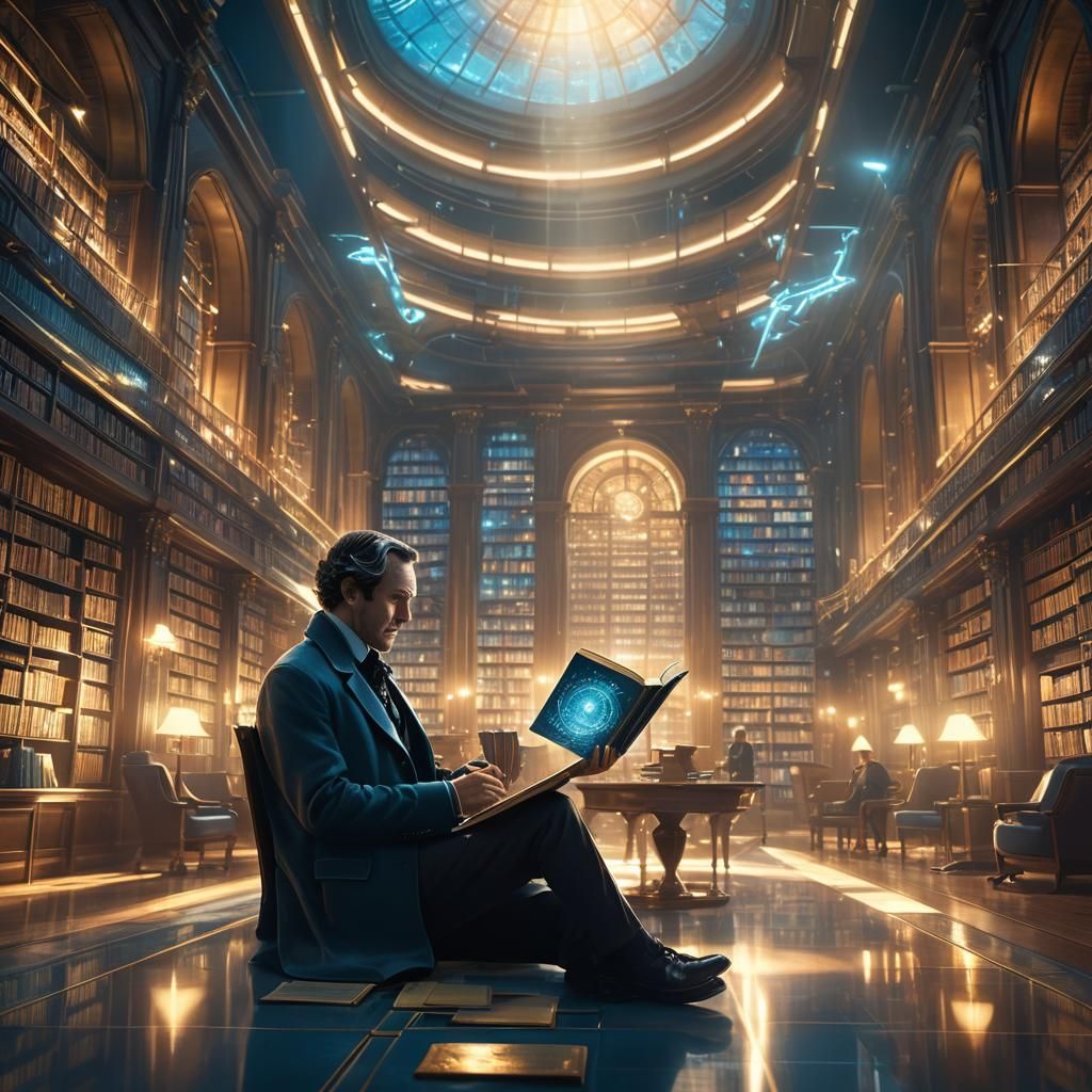 Sherlock Holmes in Futuristic Library: Digital Matte Paintin...