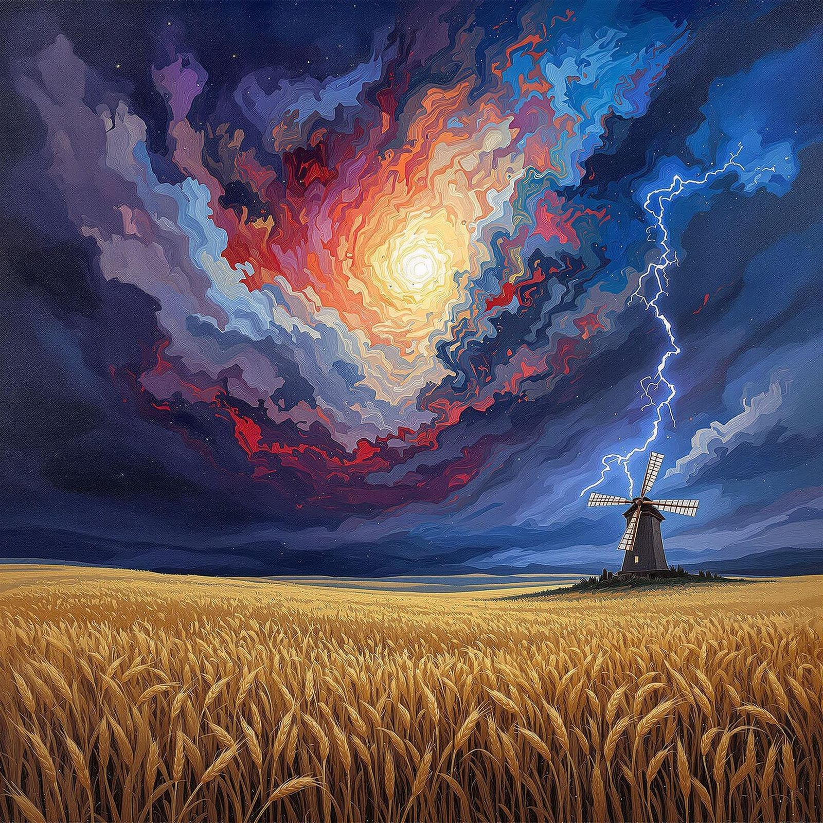 Turbulent Wheat Field in a Frenzied Storm