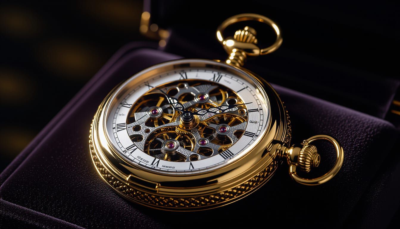 Luxurious Vintage Pocket Watch: Intricate Clockwork Revealed