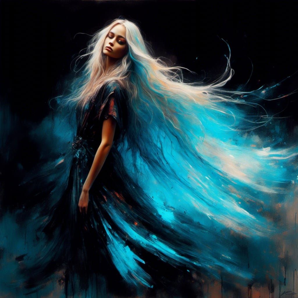 Divine Angel in Alcohol Ink Painting