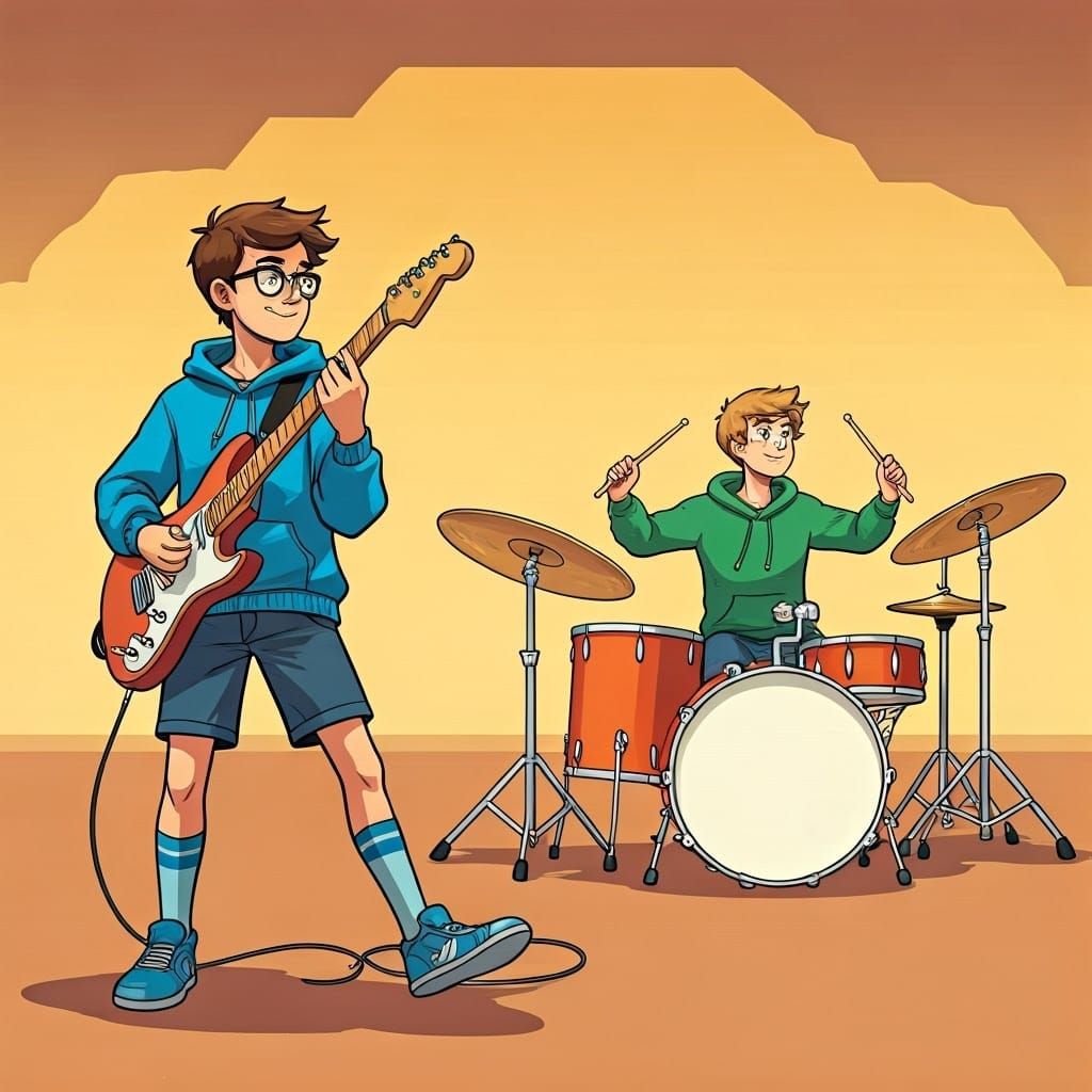 Boys Rock Out in Vibrant Rehearsal Scene