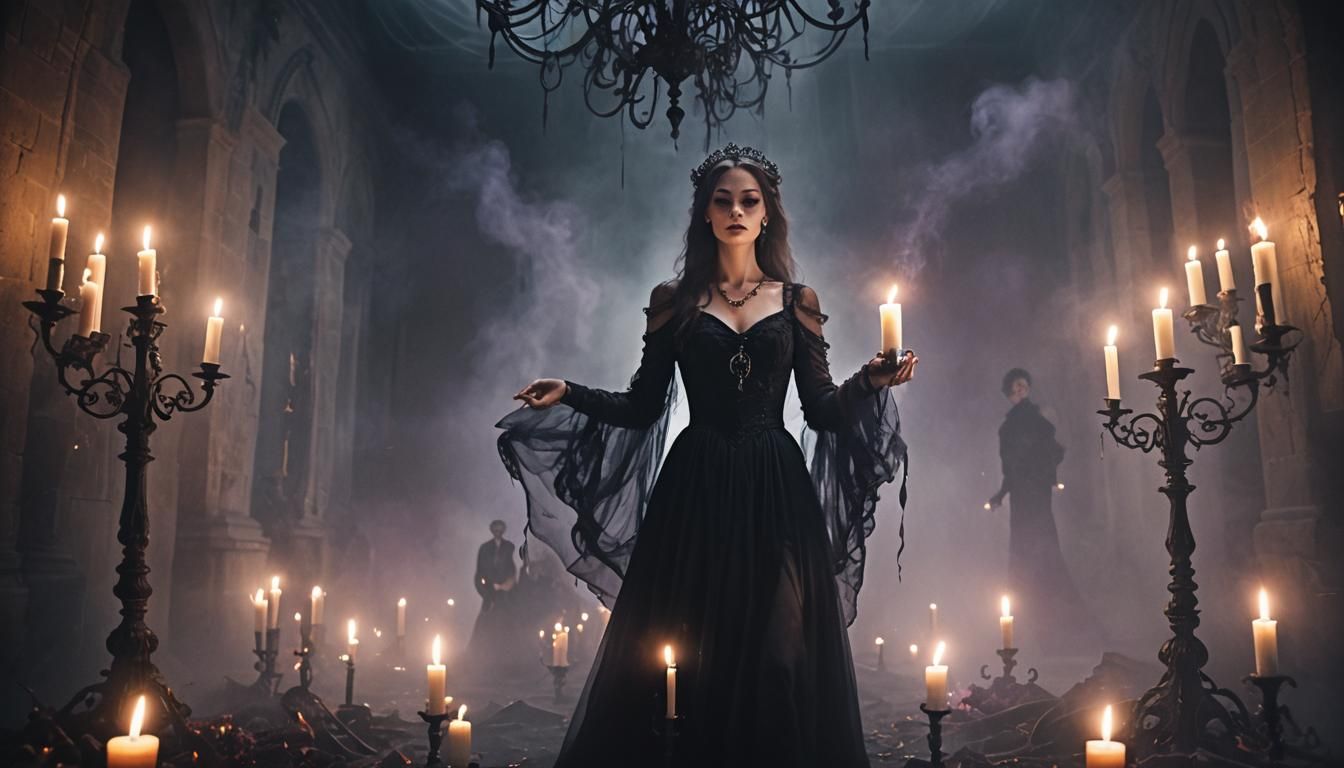 Mystical Woman in Candlelight: Dark Fantasy Art