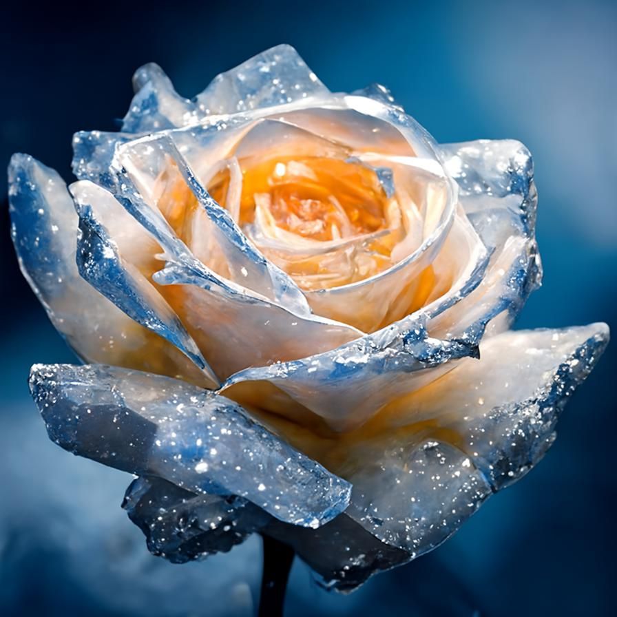Frozen Rose in Starry Night Sky, Digital Illustration