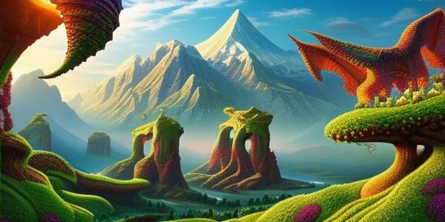 Ethereal Alien Garden Paradise with Fractal Geometry