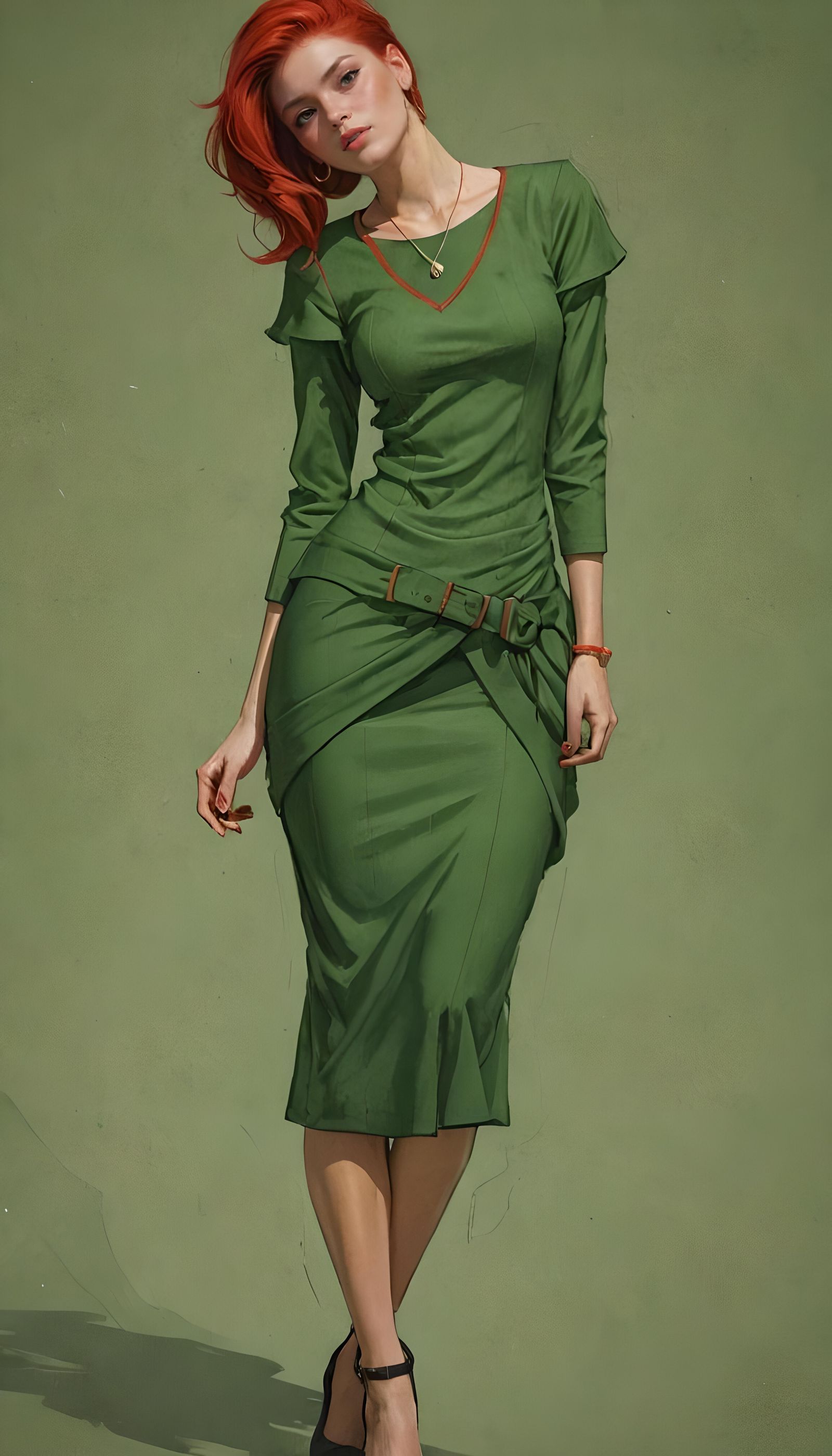 Woman glamour : fashion stylish green dress