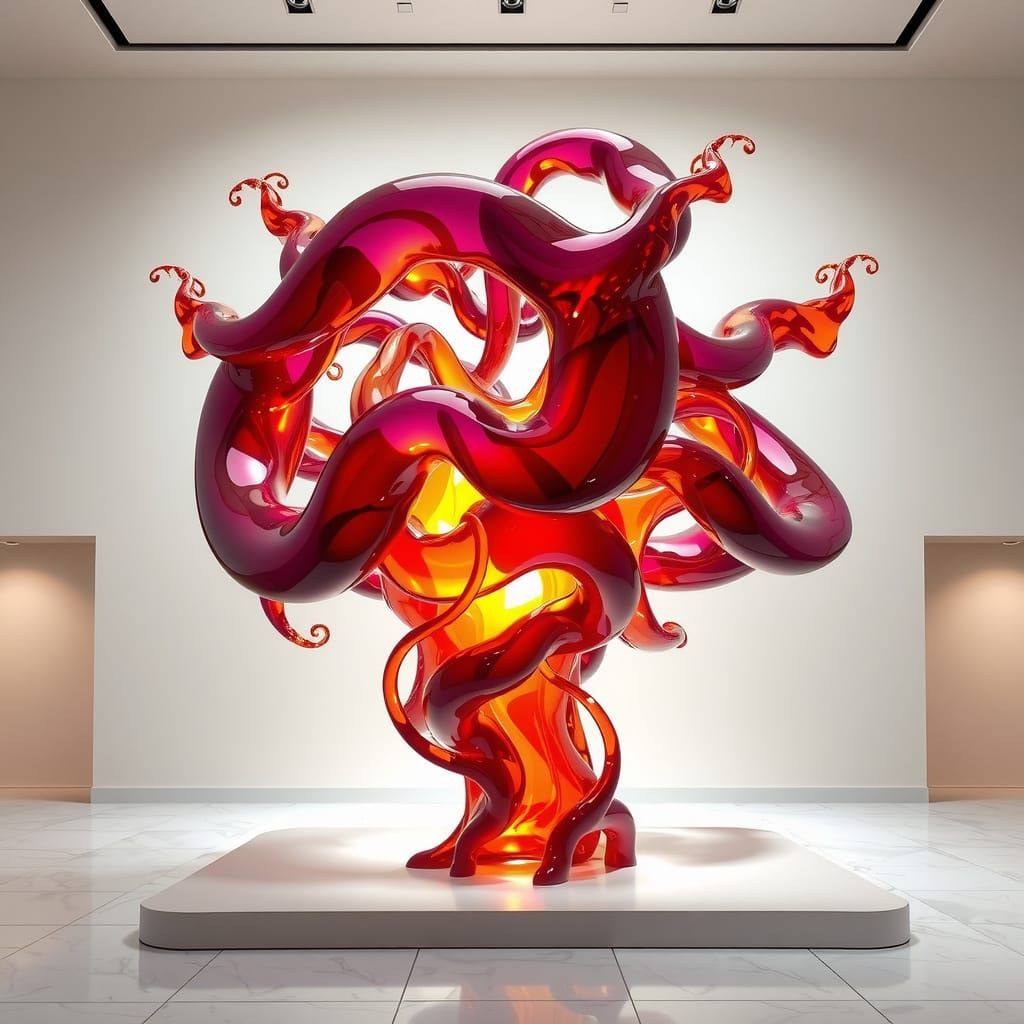 Surrealist Glass Sculpture Defies Gravity in Vibrant Colors