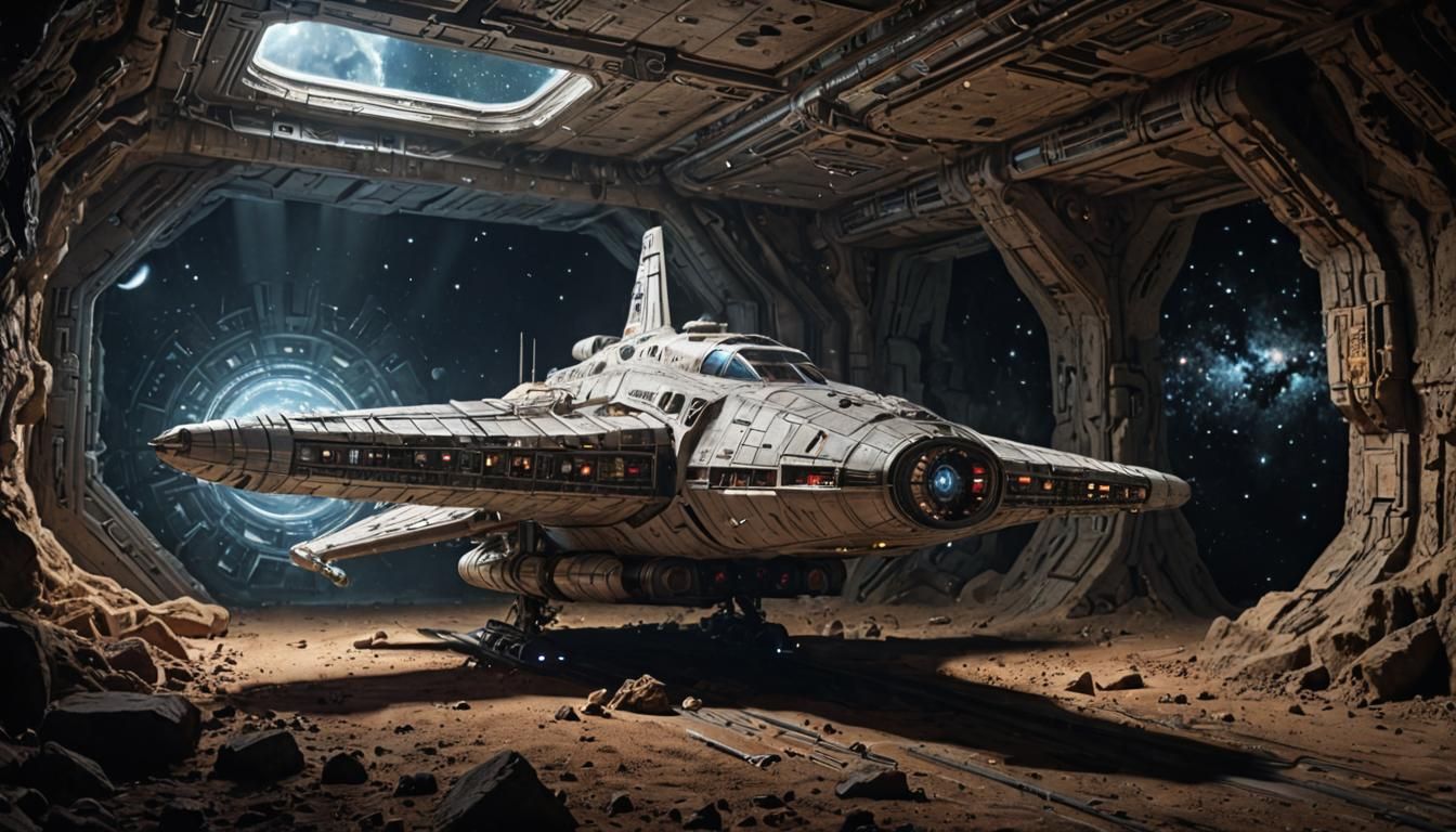 Cosmic Star Cruiser in Hyperrealistic Style