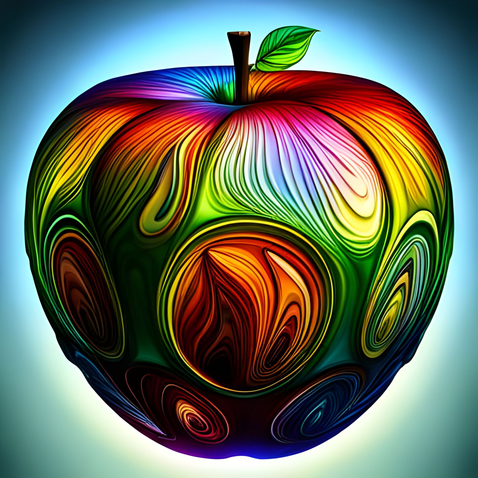Stunning 3D Stained Glass Apple in Art Nouveau Style