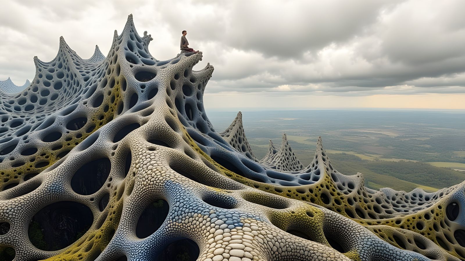 Surreal Landscape with Intricate Patterns and Escher-Inspire...