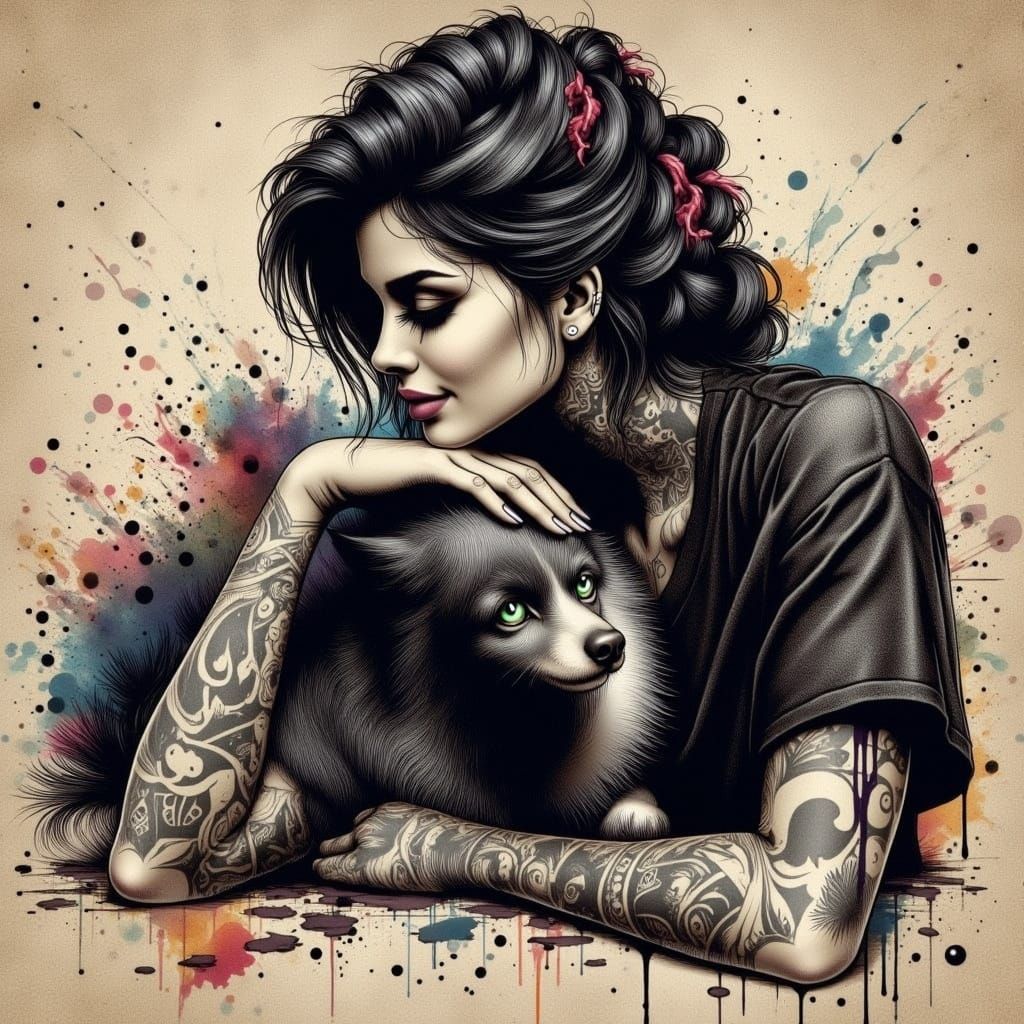 Detailed Tattoo Design with Reading and Writing Elements