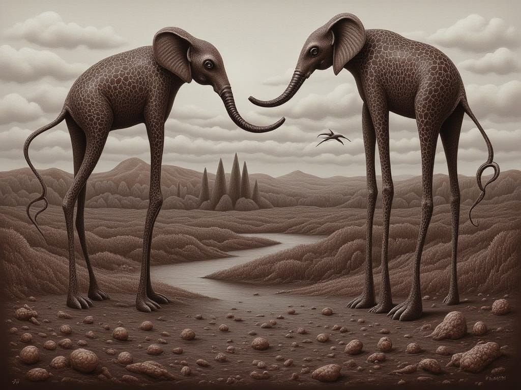 Surreal Chocolate Elephants in Dali Style