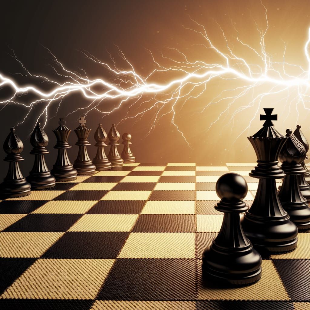 Gothic Gingham Chessboard Under Magical Lightning Barrier