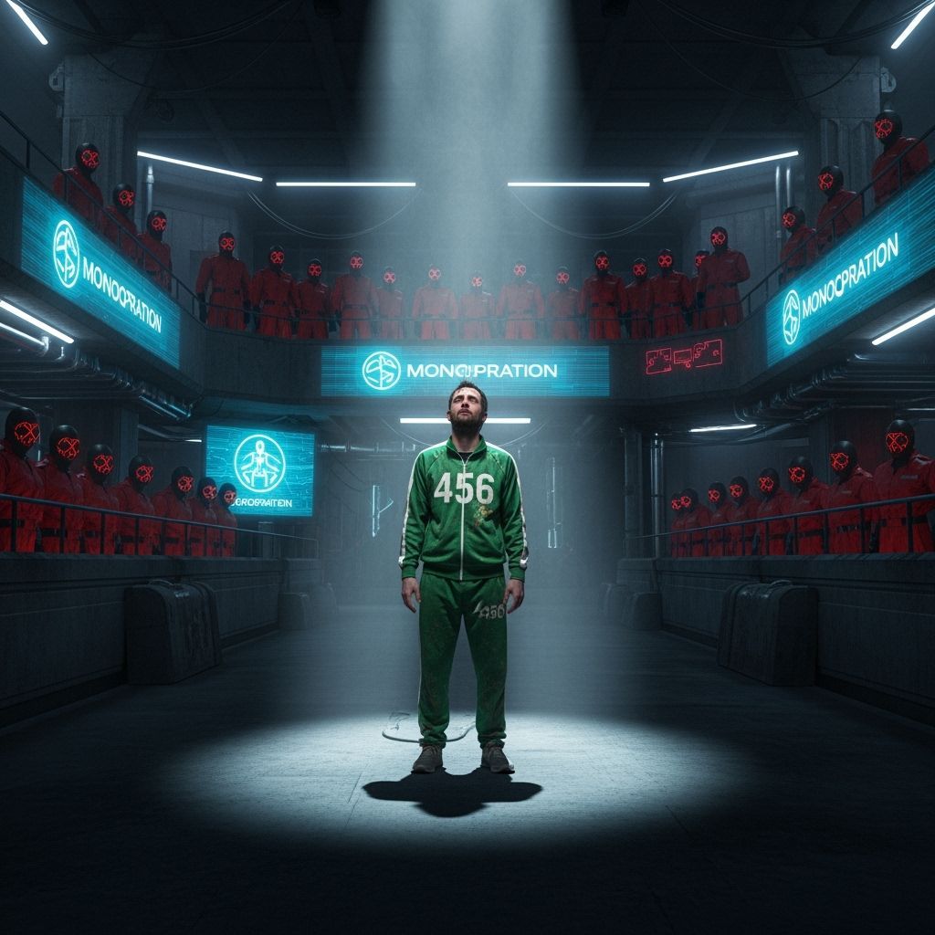 Dystopian Arena: Player 456 in High-Tech Setting