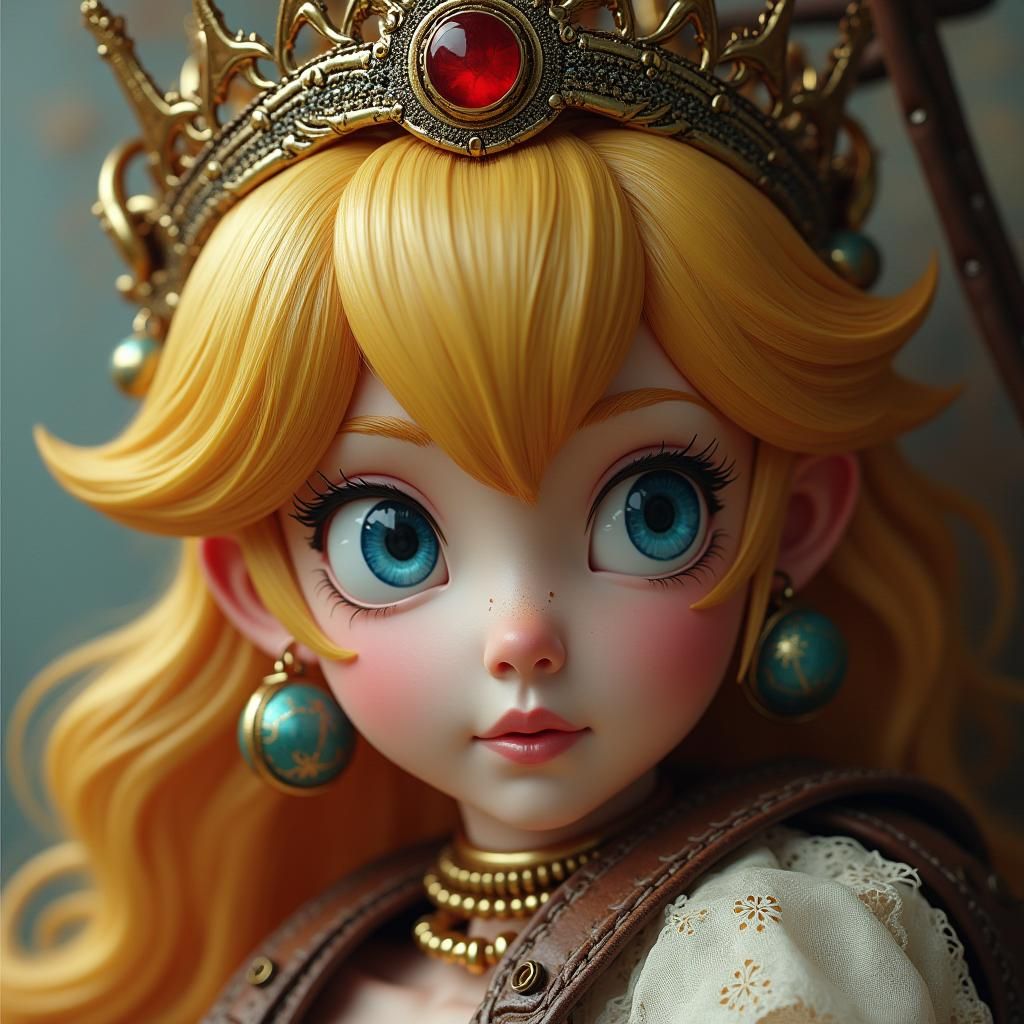 Steampunk Princess Peach in Brass and Leather