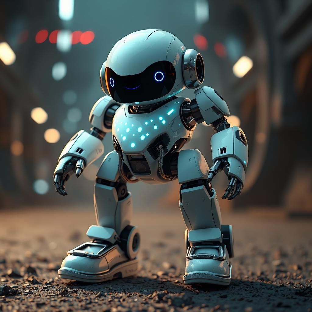 Futuristic Robot in Modern Boat Shoes with Intricate Details