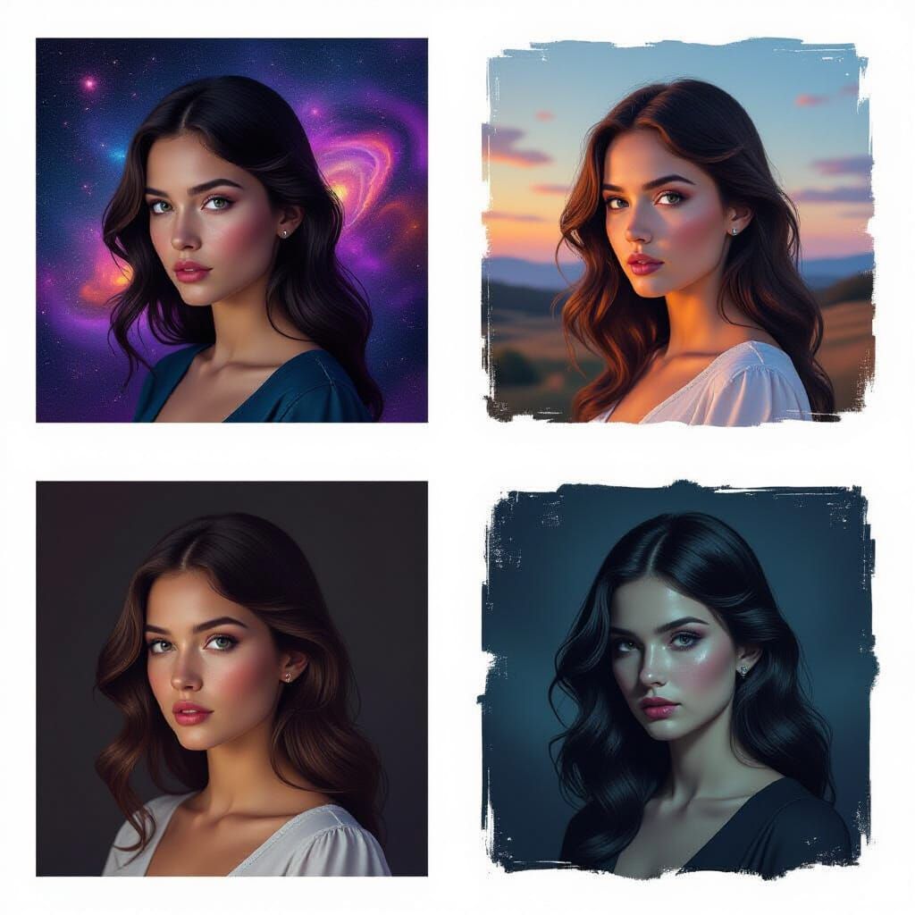 Woman in Hyperrealistic, Painterly, and Fantasy Styles
