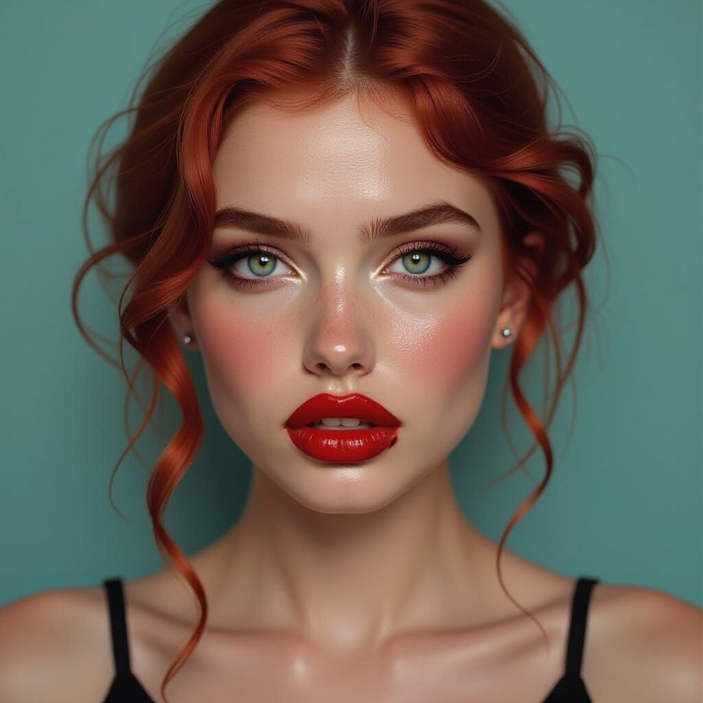 Distorted Portrait of Woman in Post-Internet Surrealist Styl...