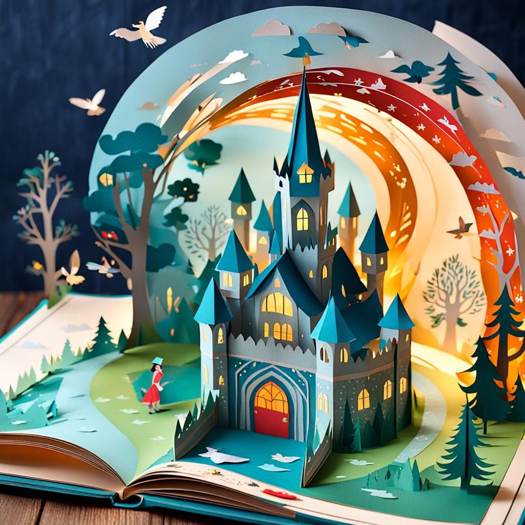 Fairytale Scene in Pop-up Book Style