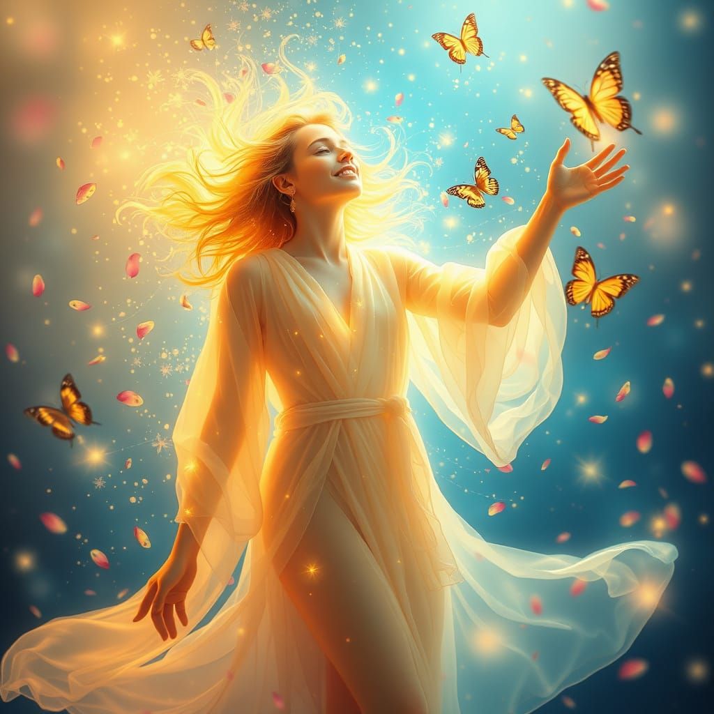 Ethereal Figure Personifying Joy in a Dreamy Style