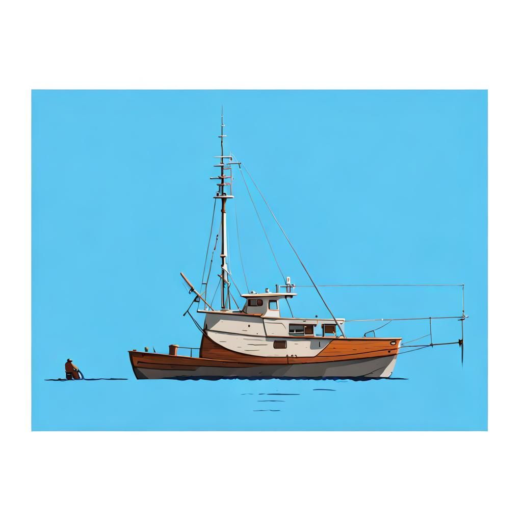 Minimalist Sketch of Fishing Boat Blueprint