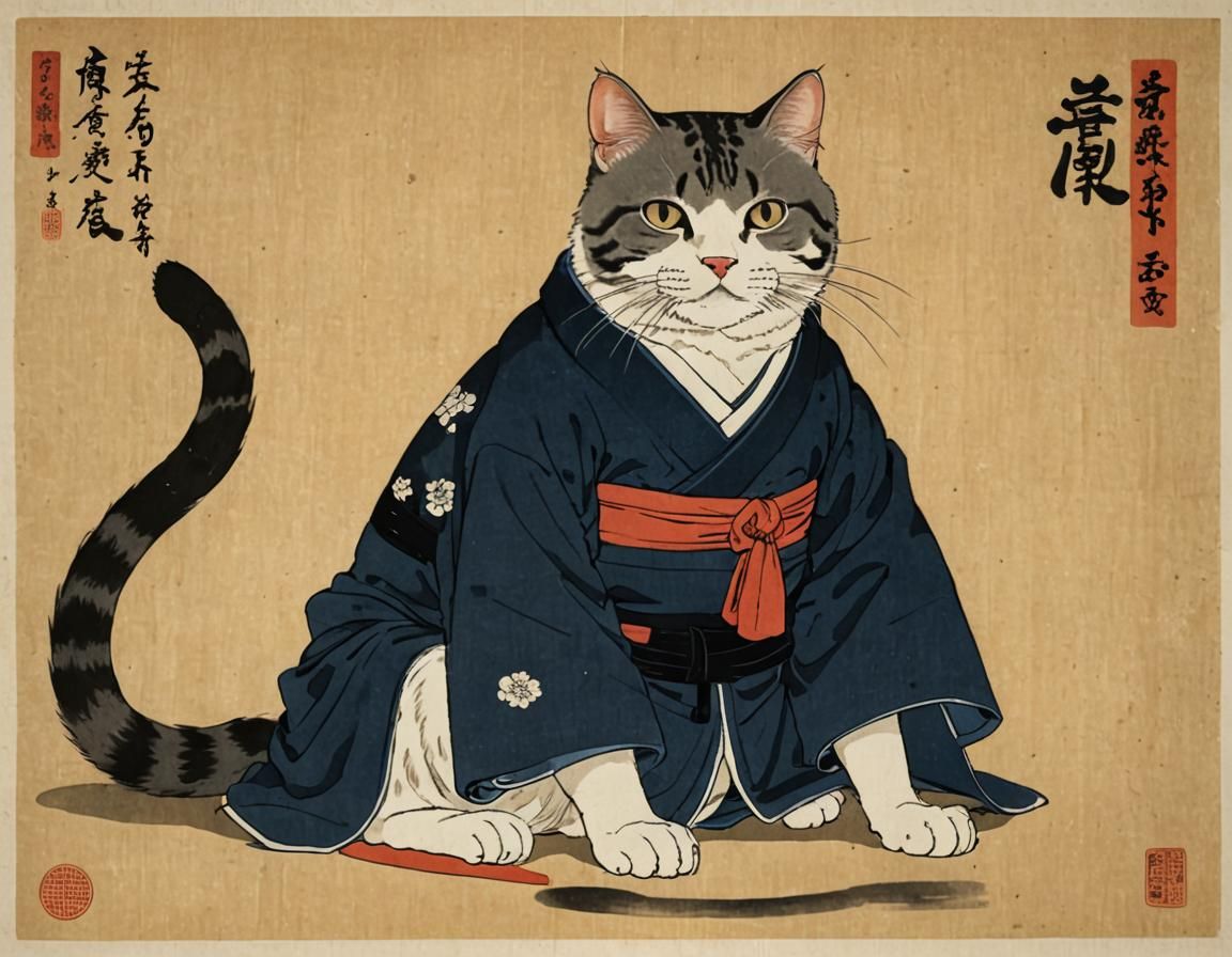 Surrealist Portrayal of Feline Hidari Jingoré