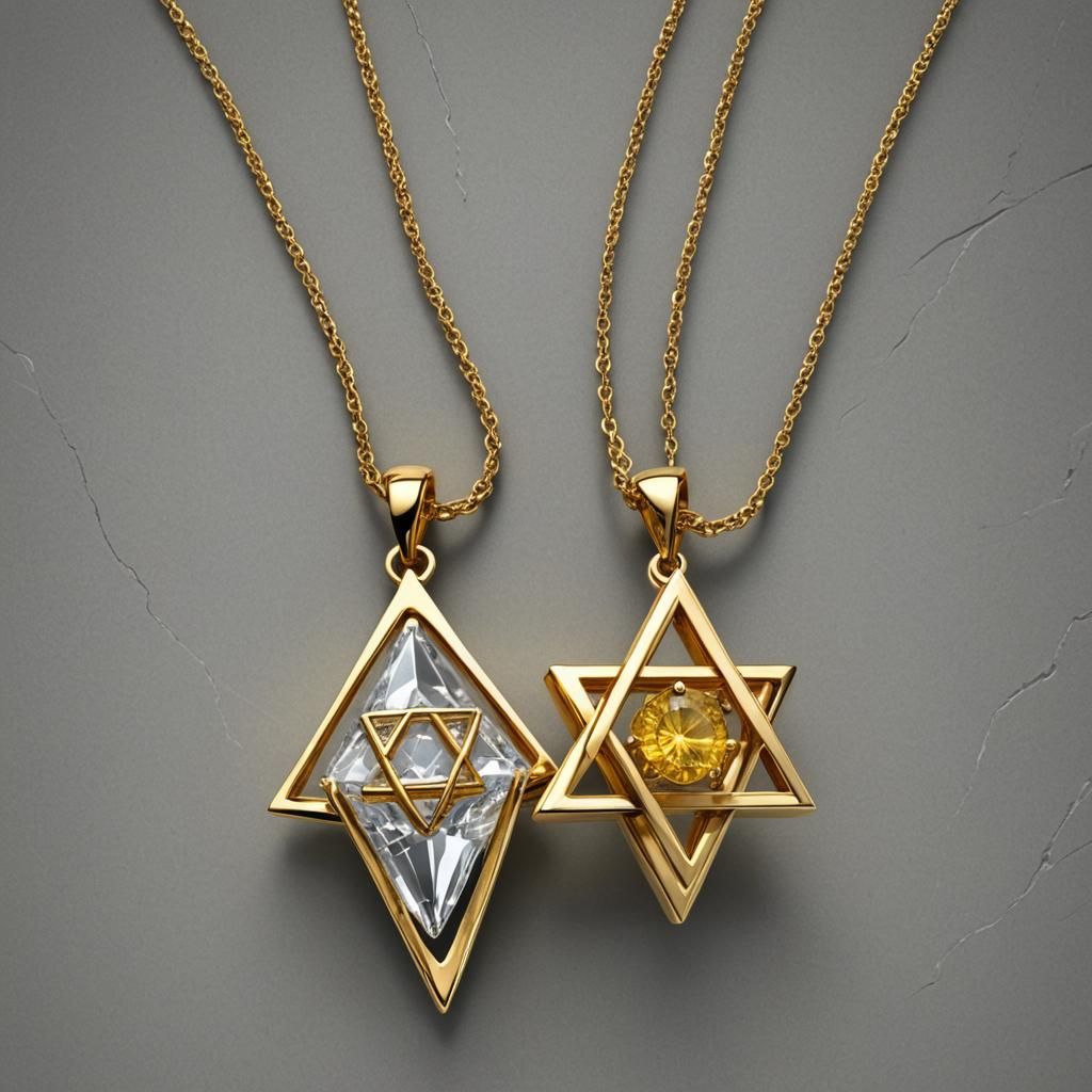 Merkaba Star of David Pendant with Quartz Crystal