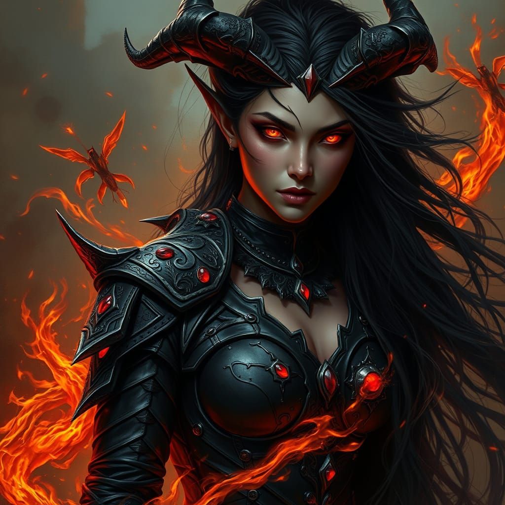 Mysterious Woman Demon in Dark Fantasy Style