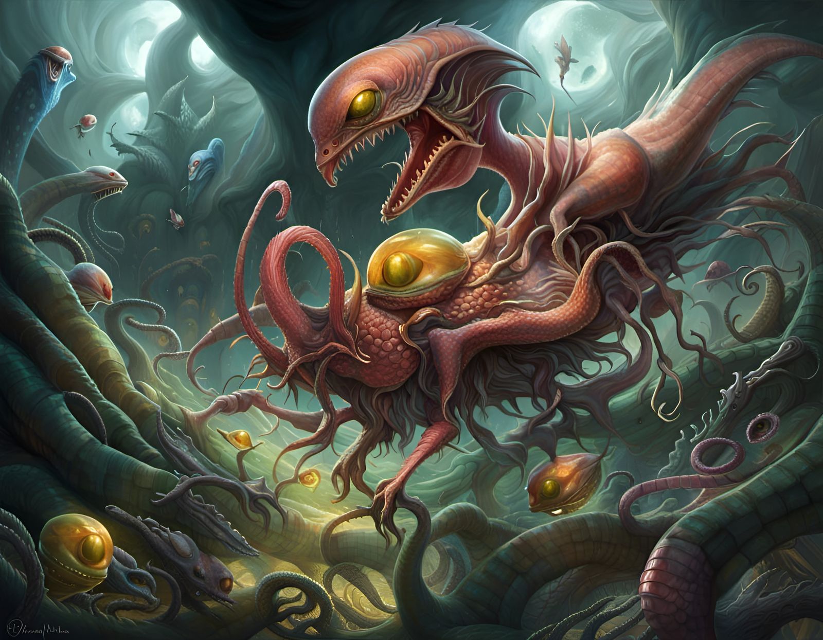 Viscous Alien Invasion in a Bizarre Sci-Fi Painting