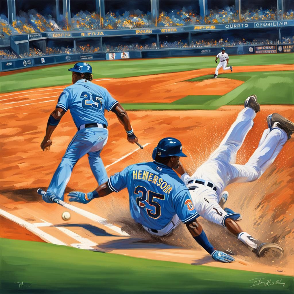 Rickie Henderson Slides Safely Into Third Base