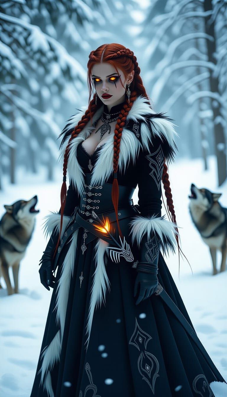 Gothic Huntress Tracking a Mythical Beast