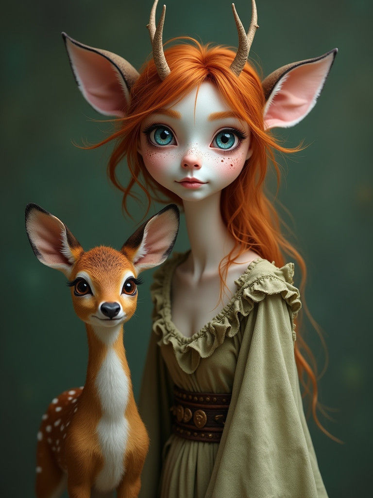 Ethereal Deer-Human Hybrid Portrait in 4K