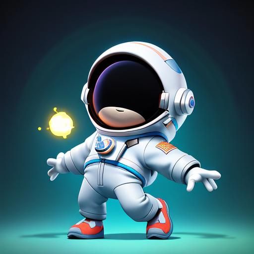 Cute White Astronaut Toy in 3D Digital Art
