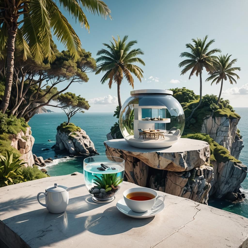 Futuristic Minimalist Cliffside House in Teacup