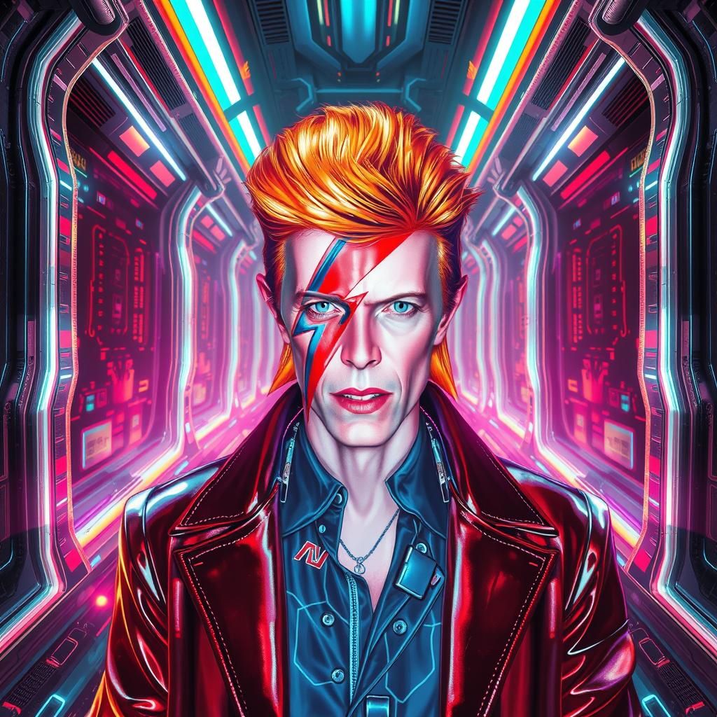 Holographic David Bowie in a Cyberpunk Dreamscape