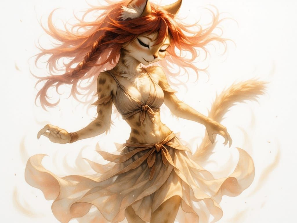 Expressionist Cat Dances in Watercolor