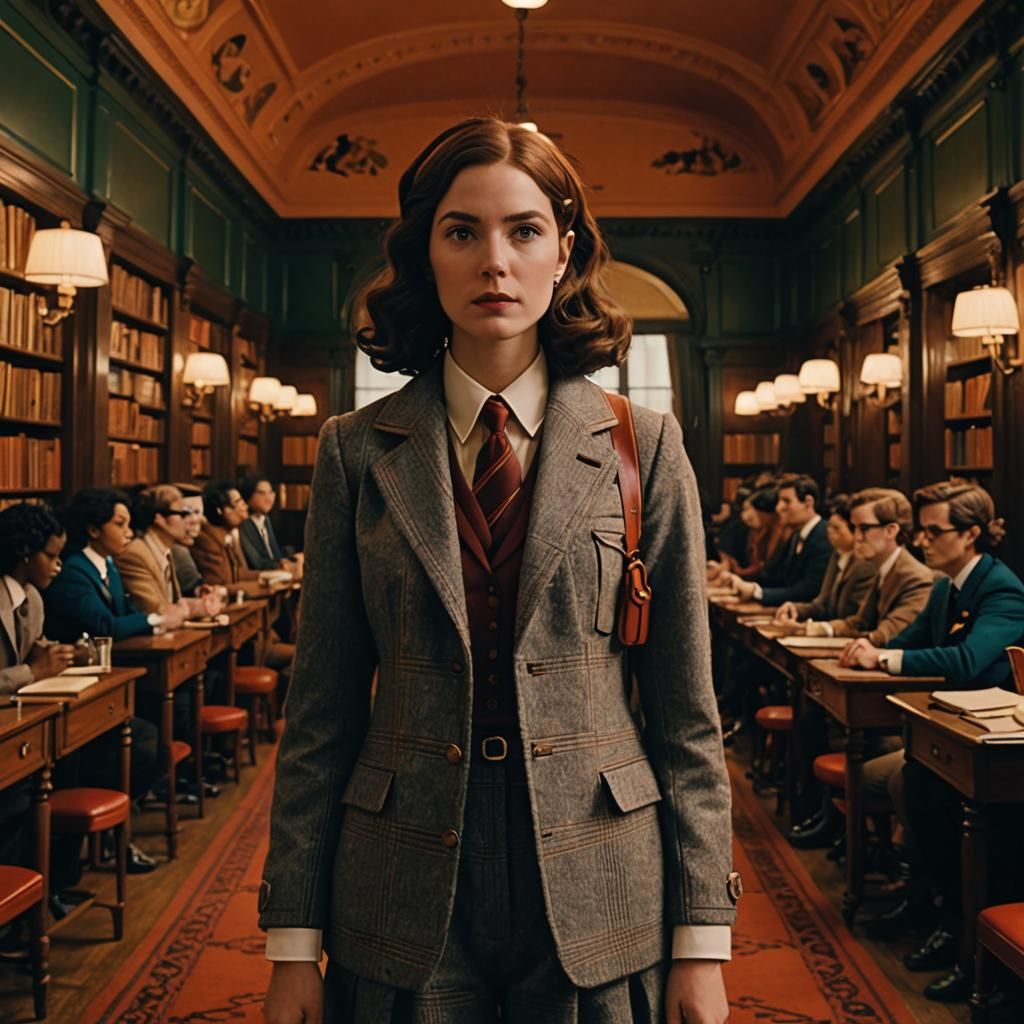 wes anderson style film dark academia girl