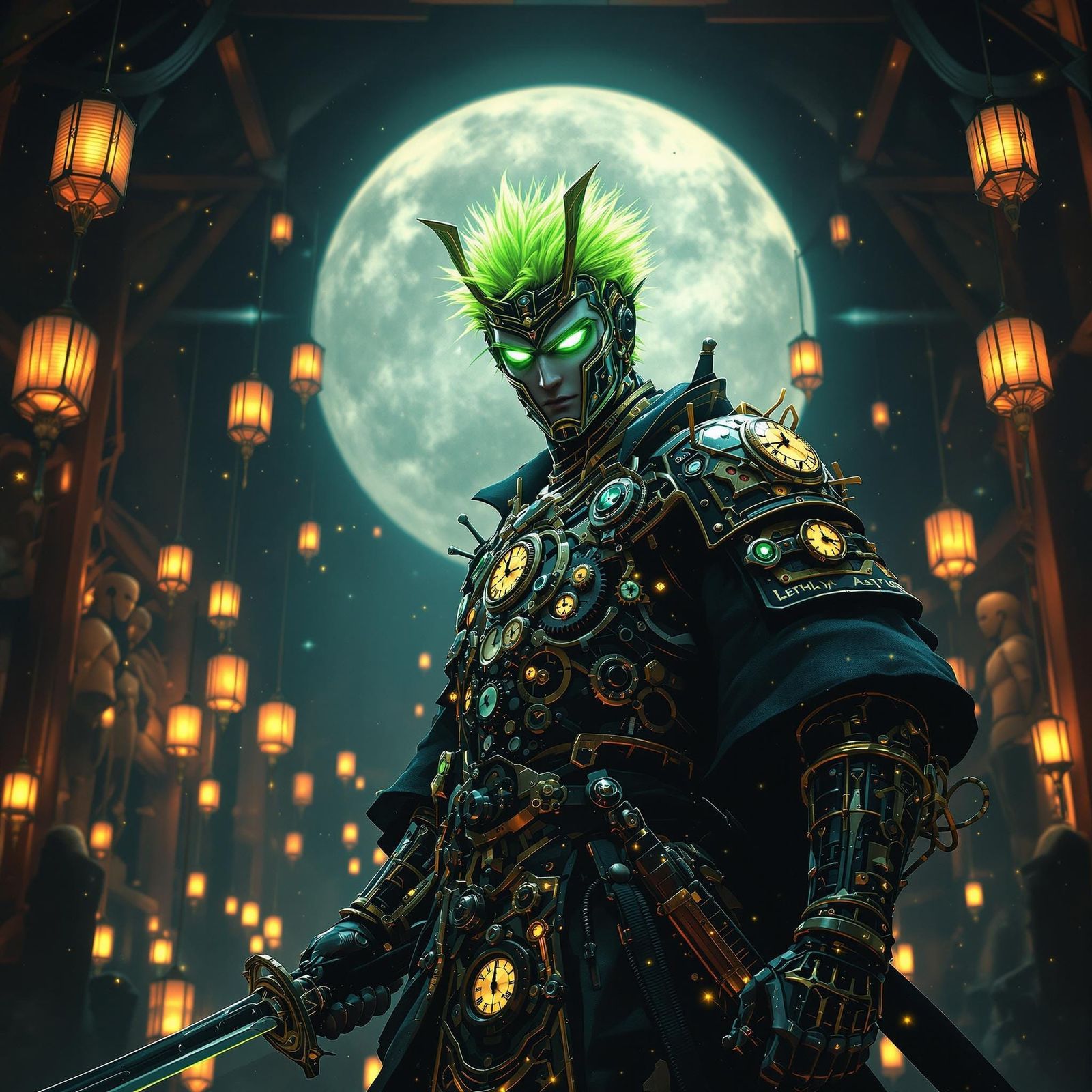 Art Nouveau Samurai with Clockwork Katana