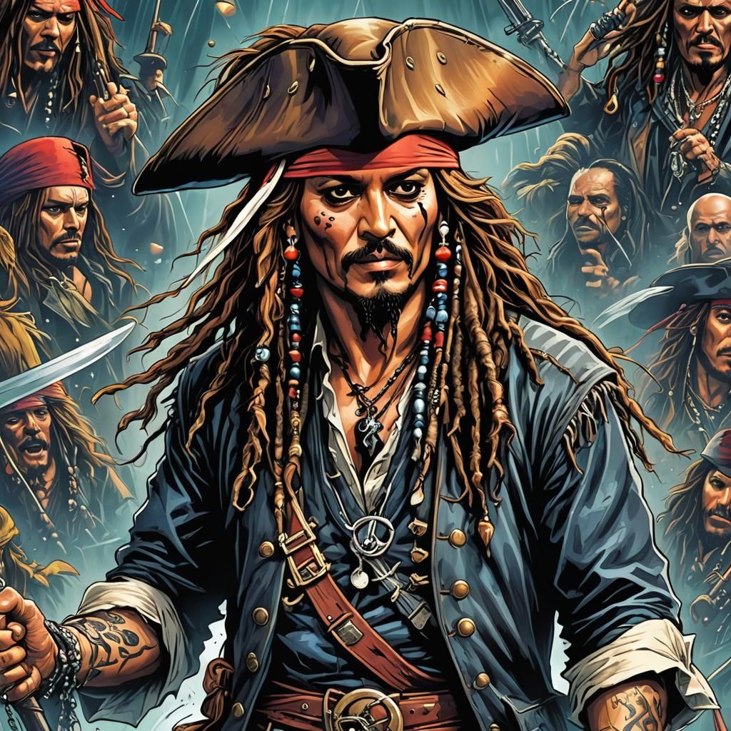 Jack Sparrow Axl Rose Mashup in Comic Book Art
