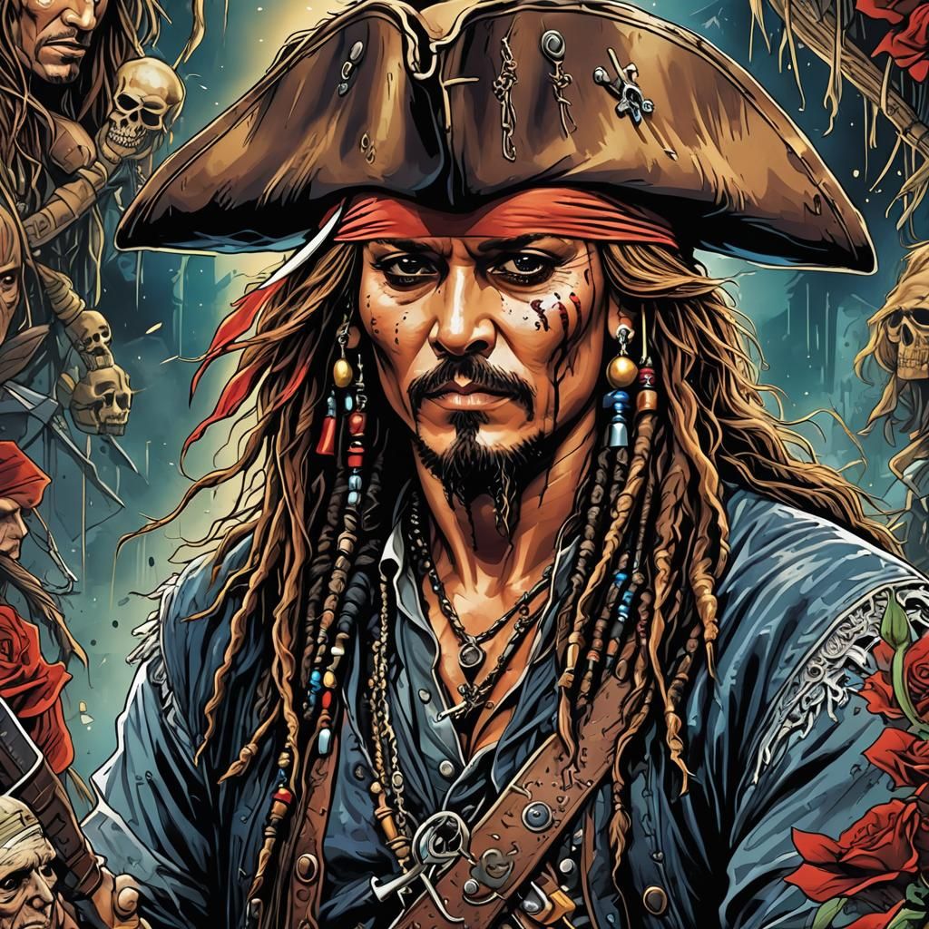Jack Sparrow Axl Rose Comic Book Art