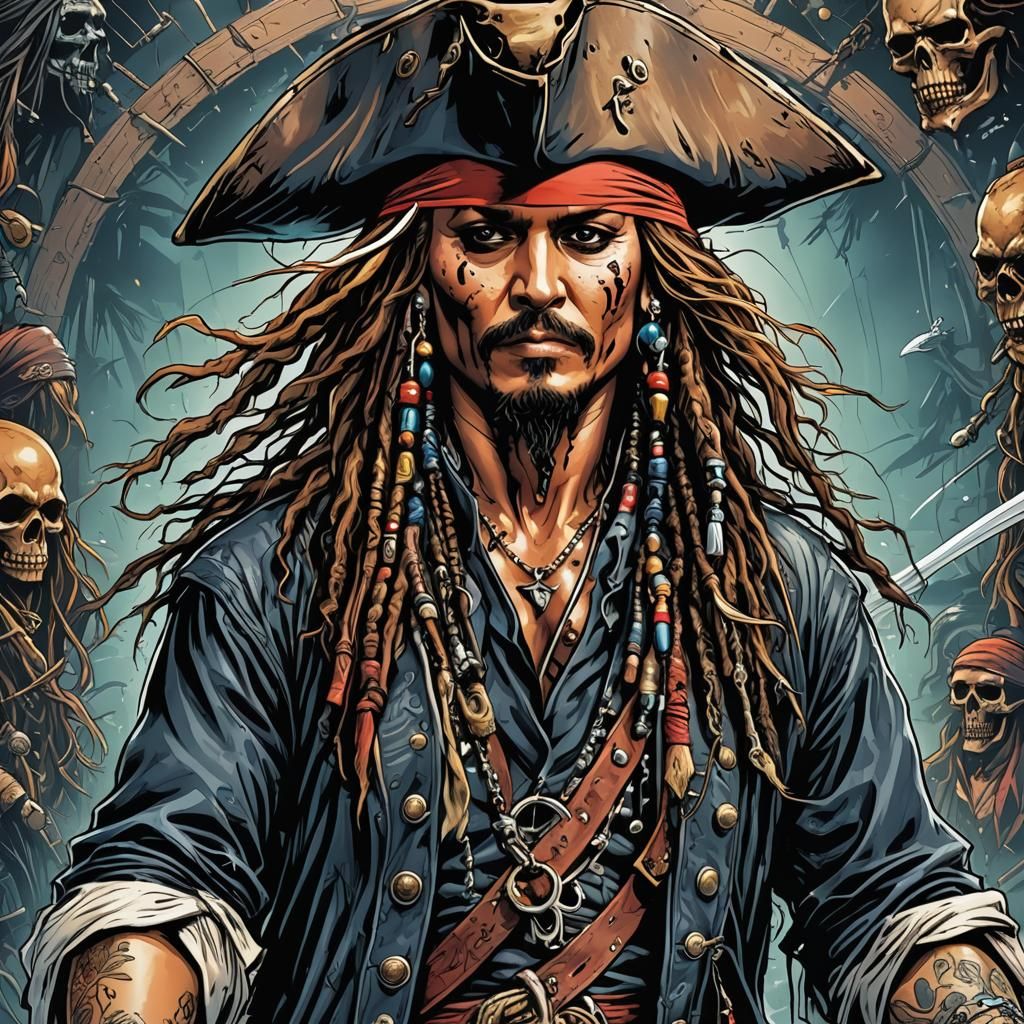 Jack Sparrow Axl Rose Comic Book Art